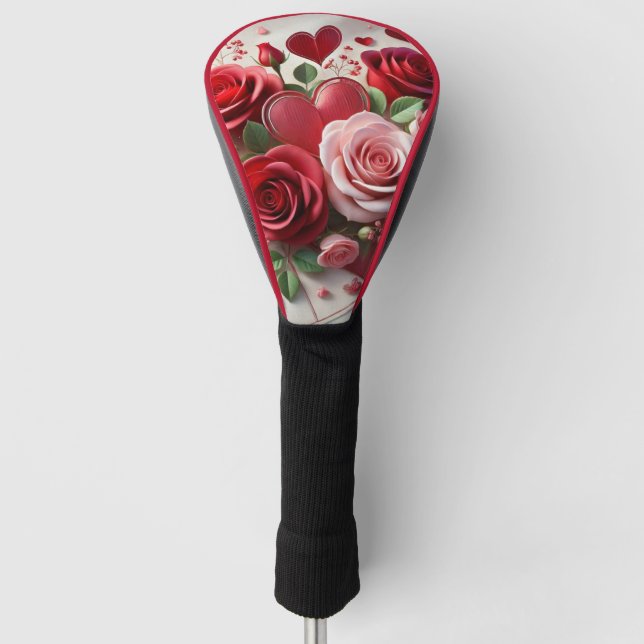 Funda Para Palo De Golf Día de San Valentín para golfista dama  (Anverso)