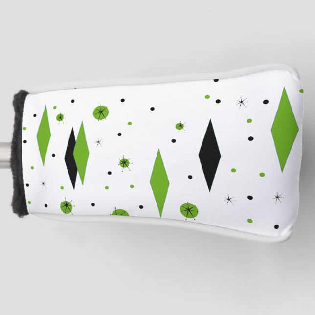 Funda Para Palo De Golf Diamantes verdes retro y carátula de putter Starbu (Anverso)