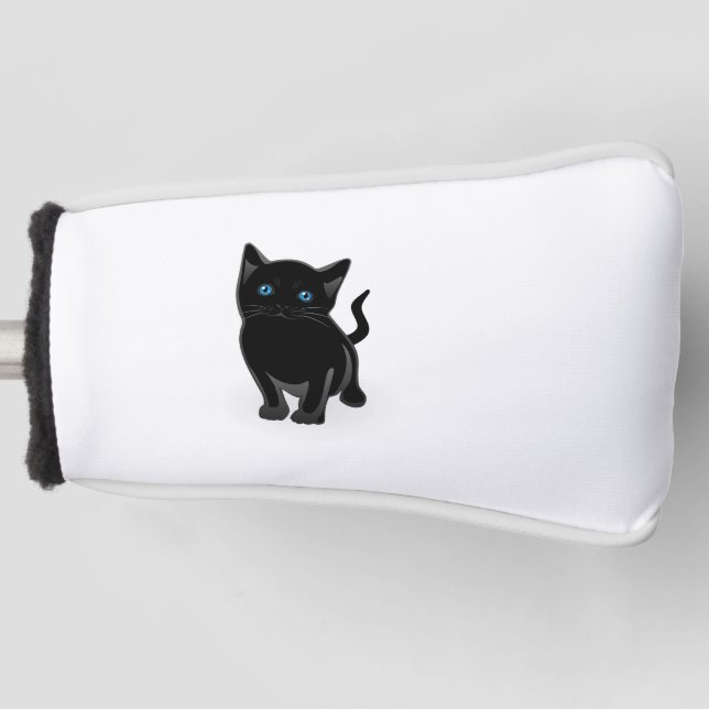 Funda Para Palo De Golf Dibujo animado negro del gatito (Anverso)