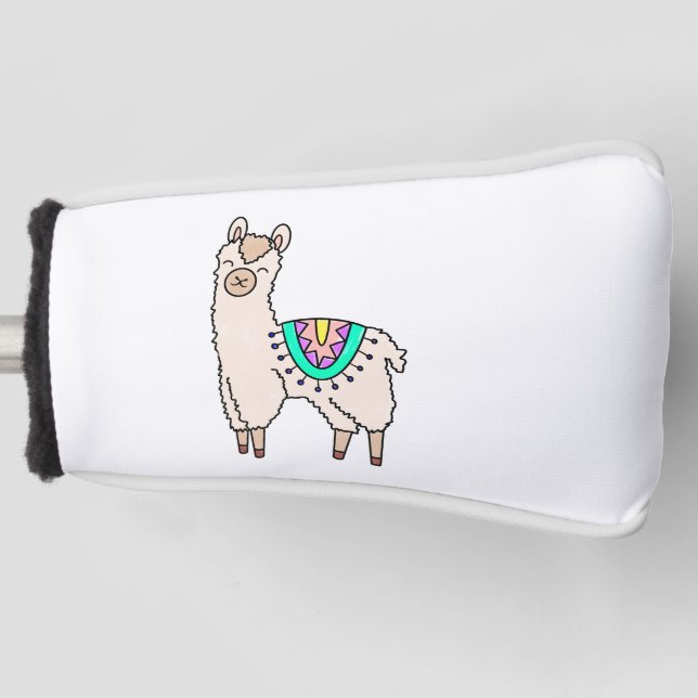 Funda Para Palo De Golf dibujo de animales personalizados de llama feliz s (Anverso)