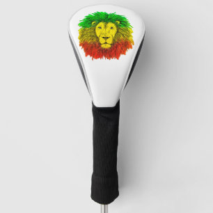 Funda Para Palo De Golf Dibujo de cabeza de león Rasta rojo amarillo verde