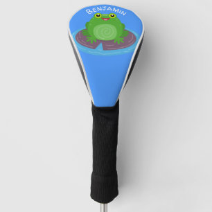 Funda Para Palo De Golf Dibujo de rana verde feliz y linda en estilo carto