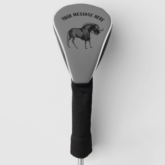 Funda Para Palo De Golf Dibujo simple de Black Wildebeest (Anverso)