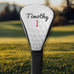 Funda Para Palo De Golf Dimples de bolas de golf - Número rojo de nombre n
