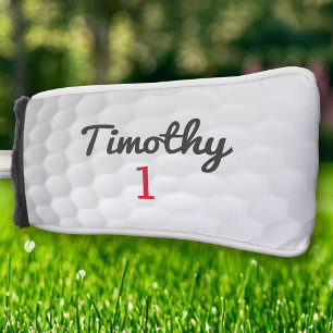 Funda Para Palo De Golf Dimples de bolas de golf - Número rojo de nombre n