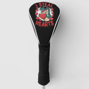 Funda Para Palo De Golf Dinosaurio del Día de San Valentín Roba Corazones 