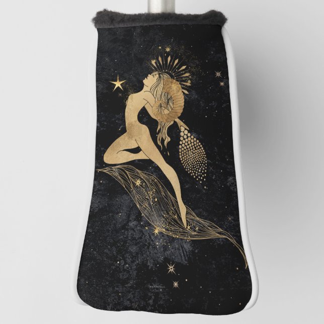 Funda Para Palo De Golf Diosa zodiaca | Astrología de Aries Oro Cósmico (Girar 90)