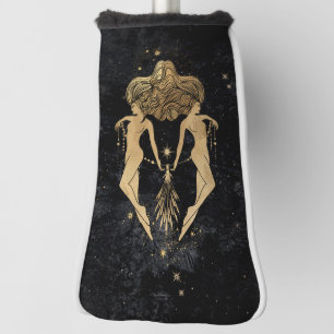 Funda Para Palo De Golf Diosa zodiaca Astrología Gemini Oro Cósmico