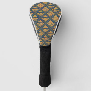 Funda Para Palo De Golf Diseño Art Déco dorado y azul oscuro con rombos