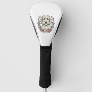 Funda Para Palo De Golf Diseño de camiseta de retrato de perro rizado flor