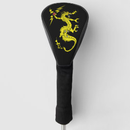 Funda Para Palo De Golf Diseño de dragón cubierta de cabeza de golf negra