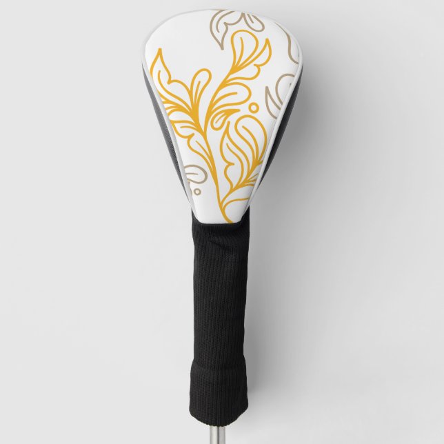Funda Para Palo De Golf Diseño de Leaf Boho Dorado (Anverso)
