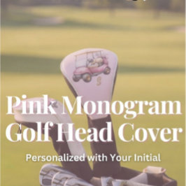 Funda Para Palo De Golf Diseño de monograma personalizado rosa personaliza