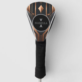 Funda Para Palo De Golf Diseño de nombre de círculo de monograma Art Deco