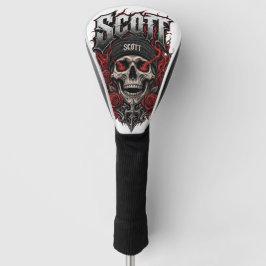 Funda Para Palo De Golf Diseño de nombre personalizado Scott Gothic Skull