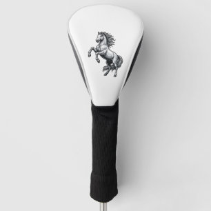 Funda Para Palo De Golf Diseño de vector de caballo encabritado de grabado