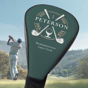 Funda Para Palo De Golf Diseño personalizado de nombre y cresta elegante