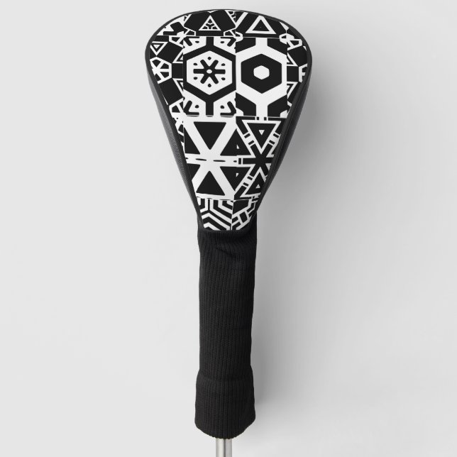 Funda Para Palo De Golf Diseño tribal blanco y negro (Anverso)