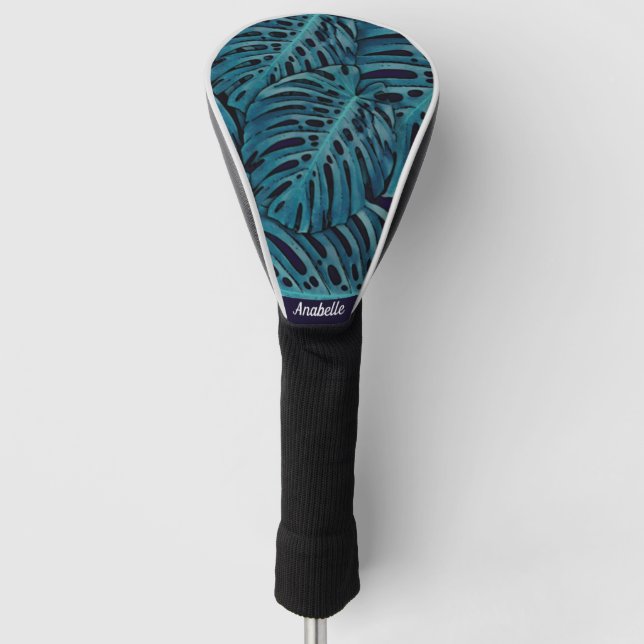 Funda Para Palo De Golf Diseño tropical turquesa personalizado (Anverso)