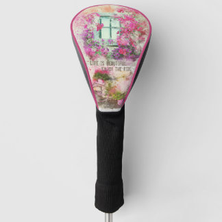 Funda Para Palo De Golf Disfruta Del Paseo | Bicicleta acuarela con flores