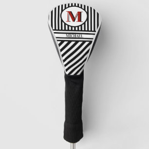 Funda Para Palo De Golf Distintivo Monograma Black Red White Stripes