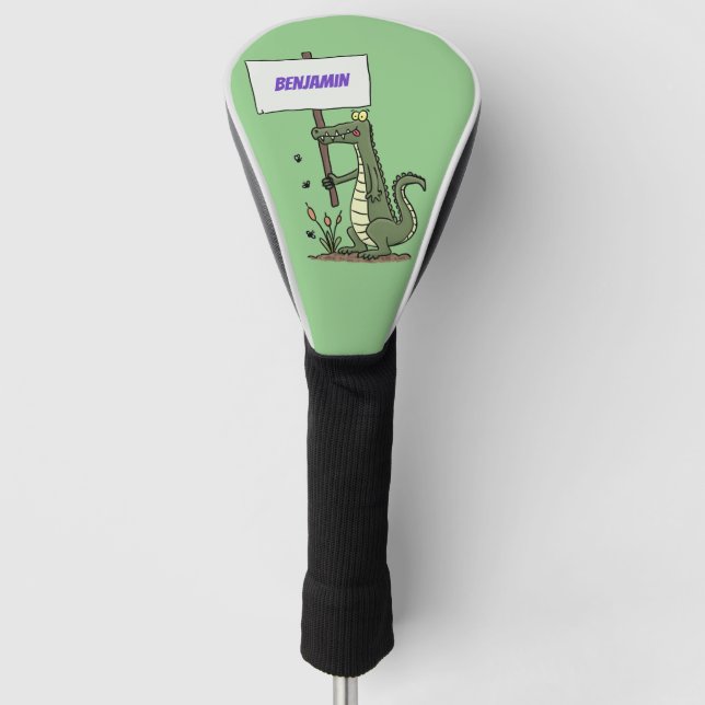 Funda Para Palo De Golf Divertido cocodrilo alineador con personalizado de (Anverso)