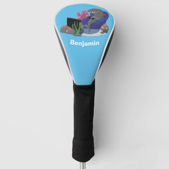 Funda Para Palo De Golf Divertido tiburón viendo al personalizado de telev (Anverso)