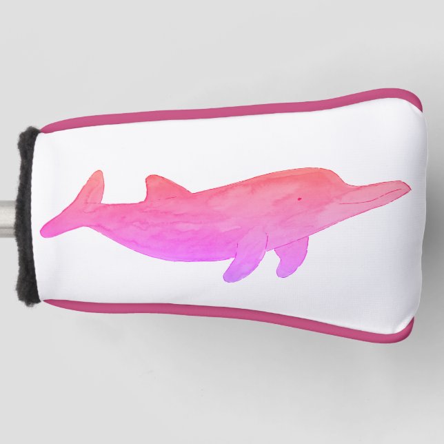 Funda Para Palo De Golf Dolphin rosa acuarela (Anverso)