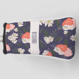 Funda Para Palo De Golf Doodles florales audaces en color rosa melocotón y