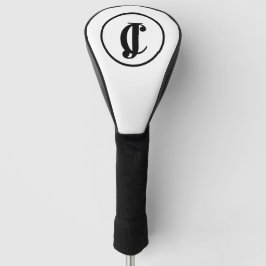 Funda Para Palo De Golf Dos Iniciales Monogramadas Negro y Blanco