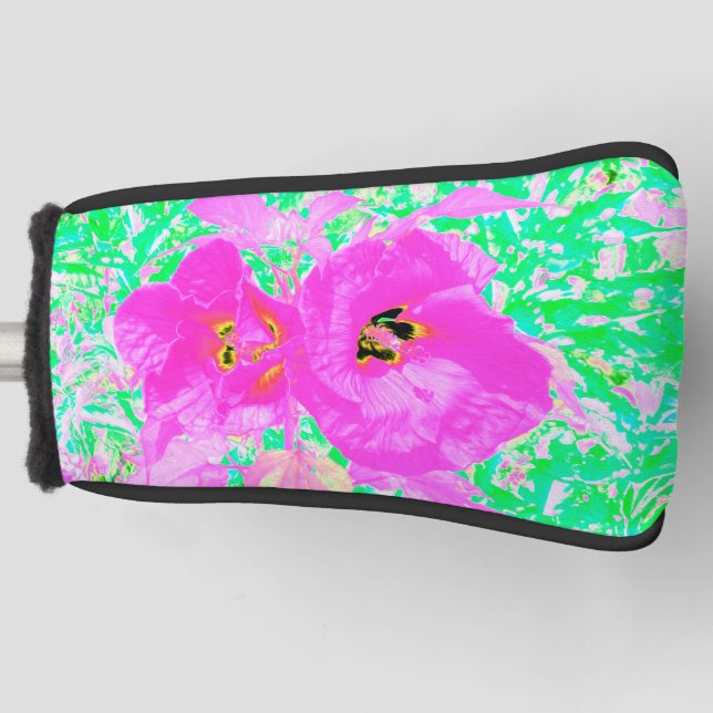 Funda Para Palo De Golf Dos locas ciruelas rosadas calientes hibiscus sobr (Anverso)