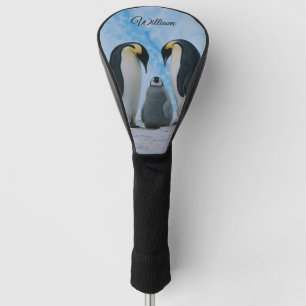 Funda Para Palo De Golf Dos pingüinos emperadores y una chica personalizad
