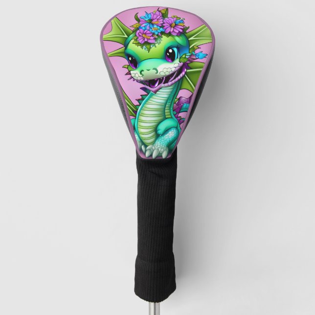 Funda Para Palo De Golf Dragón infantil morado y verde (Anverso)