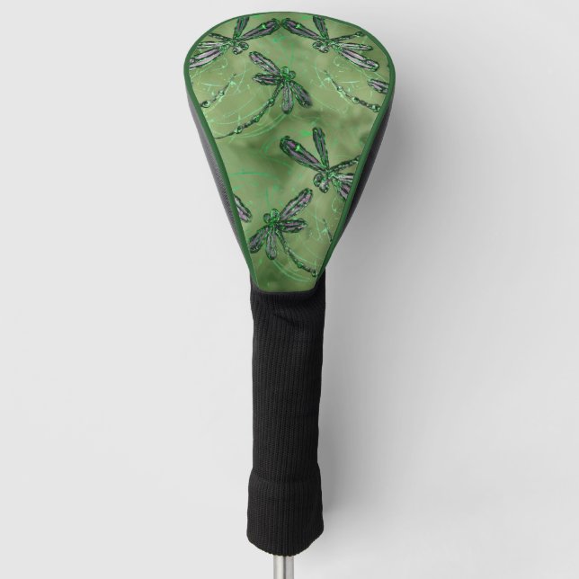 Funda Para Palo De Golf Dragonflies púrpura en Lime (Anverso)