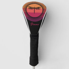 Funda Para Palo De Golf Dragonfly en Retro Sunset con nombre
