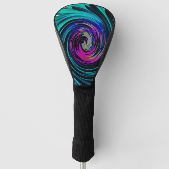Funda Para Palo De Golf Dramático giro retro negro y turquesa (Anverso)