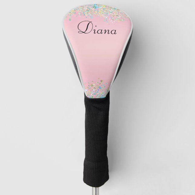 Funda Para Palo De Golf Efecto Brillo Rosa Bonito (Anverso)