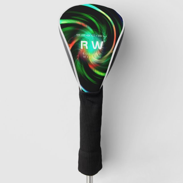Funda Para Palo De Golf Efecto de torneado verde personalizado (Anverso)