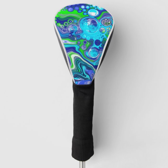 Funda Para Palo De Golf Efecto pintado de arbusto azul y verde limón (Anverso)