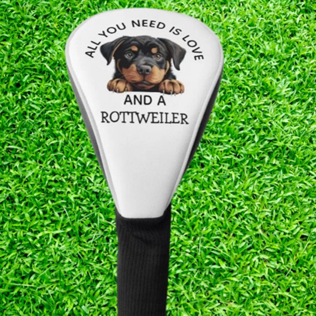 Funda Para Palo De Golf el amor es un rottweiler (Show your love for Rottweilers with this unique golf head cover. Protect your clubs in style )