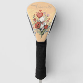 Funda Para Palo De Golf El día de San Valentín con Oso Teddy rico
