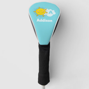 Funda Para Palo De Golf El monograma feliz lindo de la sol de Kawaii añade