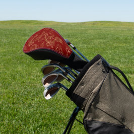 Funda Para Palo De Golf El oro del dragón chino y el rojo oscuro