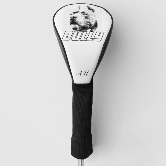 Funda Para Palo De Golf El perro pitbull estadounidense Bully monogramado (Anverso)