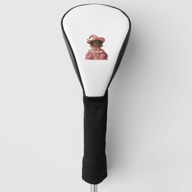 Funda Para Palo De Golf El rotuiler cachorro vestido de bruja rosada - Ha  (Anverso)
