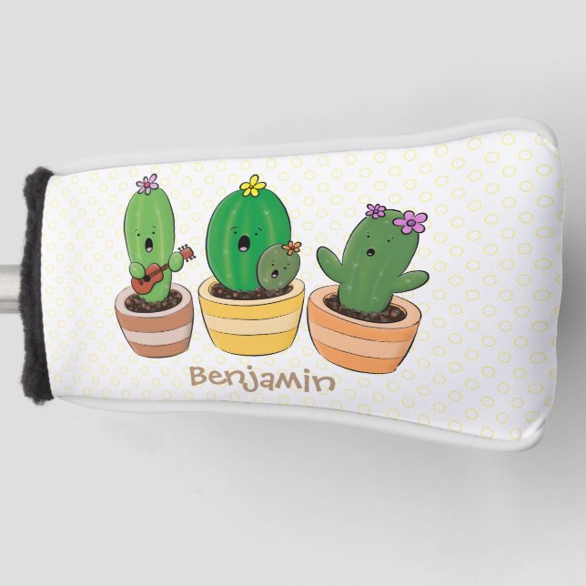 Funda Para Palo De Golf El trío de cactus lindo canto ilustracion personal (Anverso)
