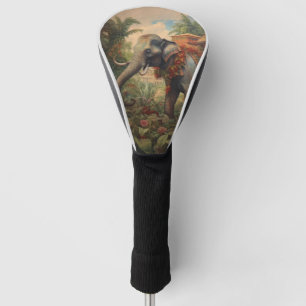 Funda Para Palo De Golf Elefante de escena botánica vintage con howdah