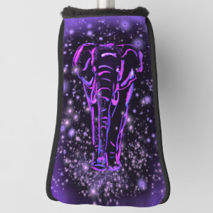 Funda Para Palo De Golf Elefante Neon Púrpura Rosa Camina En La Noche De L