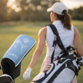 Funda Para Palo De Golf Elegant Dusty Blue Simple Flower 