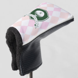 Funda Para Palo De Golf Elegant Pink Pattern Green Golfer Name Monogram